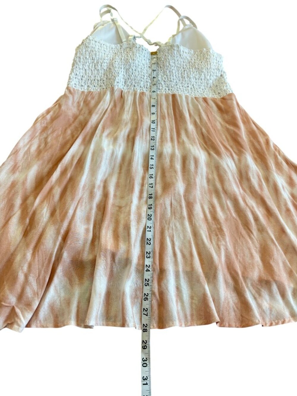 Lace & Tie-Dye Sleeveless White Peach Boho Summer Beach Dress J For Justify 2X - Picture 9 of 12
